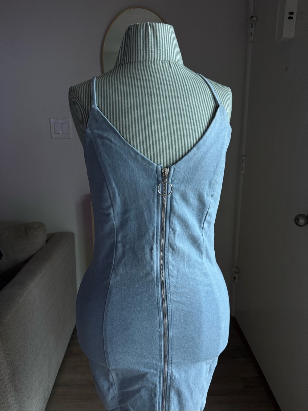Iris Light Blue Denim Spaghetti-Strap Tank